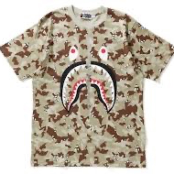 Bape Other - BAPE Bathing Ape Desert Camo Shark Tee Shirt Beige L
